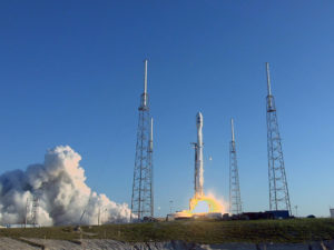 Falcon9 rocket taking off from launch pad