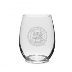 4 (2 sets of 2) of MIT Seal Engraved Stemless Crystal Wine Glass