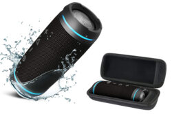 Waterproof, wireless Bluetooth TREBLAB HD77 Speaker and Carrying Case
