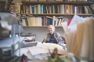 Mildred Dresselhaus in a classroom