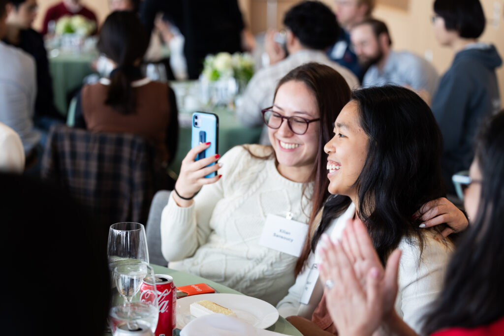 two people take a selfie together at the 2024 School of Science Awards Luncheon